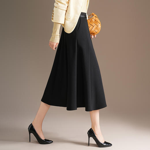 「自」全新升级【铂金会员174/天猫229/差价55】(52147)洛诗琳新款百搭垂感半身裙2025秋季修身显瘦通勤高腰A字裙 商品图3