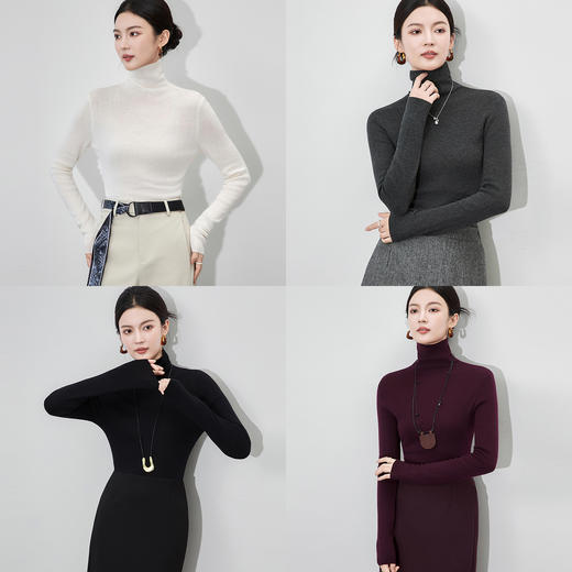 「高货wl」全新升级【铂金会员183/天猫239/差价56】(05158)洛诗琳超细美丽诺羊毛针织衫2025秋冬百搭纯色高领打底衫 商品图3