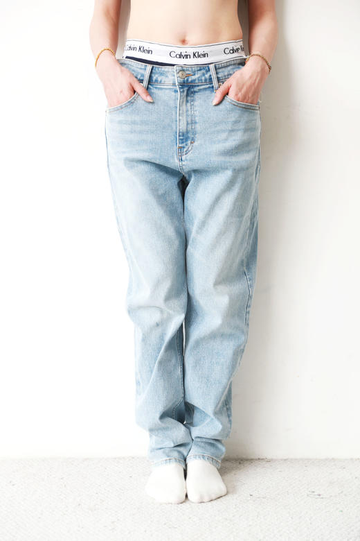 丹宁复古仔裤，YKK吉田拉链。美式磨白水洗宽松锥型牛仔裤C092568 商品图9