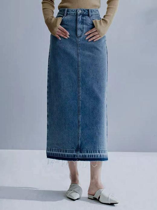 11.11直降到底！！【秋上新】100%棉5219牛仔半裙毛边后开叉-喜出 商品图1