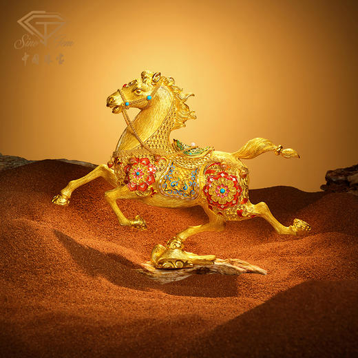 【预售】「飞黄腾达」古法黄金马年摆件 足金生肖礼物收藏送礼投资理财 商品图1