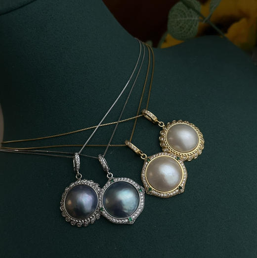 甄珠贝 出口外贸订单 海水马贝吊坠 强光，基本无暇或微微瑕 万能吊坠头 精致感满满的合金配件（不含925银链） 商品图3