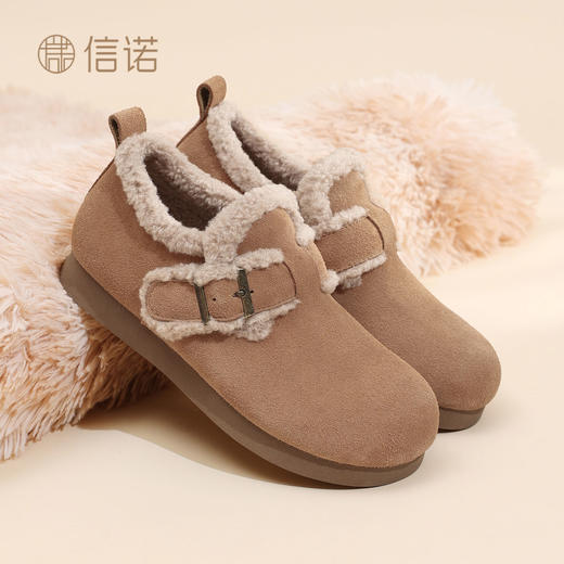 信诺加绒保暖妈妈鞋子复古勃肯鞋外穿毛毛鞋软底女鞋2025冬季新款X5M126-186 商品图0