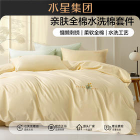 水星  百丽丝家纺套件四件套套件水洗棉刺绣全棉 yb1230001
