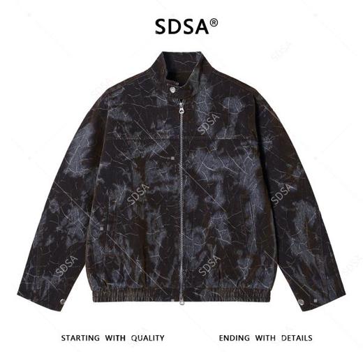 533108SDSA男士秋冬新款痞帅男装韩版潮牌扎染纹理拉链立领夹克宽松百搭 商品图1