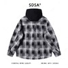 SDSA秋冬新款痞帅男装韩版撞色格纹拼接抽绳连帽衬衫百搭时尚外套 商品缩略图4