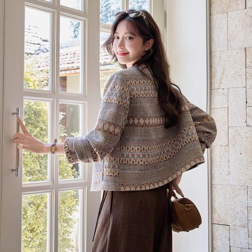 HR YJLY8622气质简约小香单排扣法式短外套 商品图3