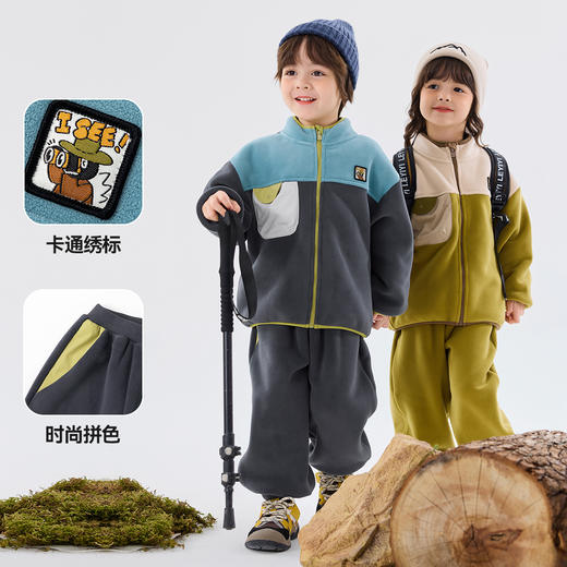 【直降】嘟嘟家男童加绒套装冬季儿童外套裤子两件套女童冬装宝宝上衣长裤 商品图2