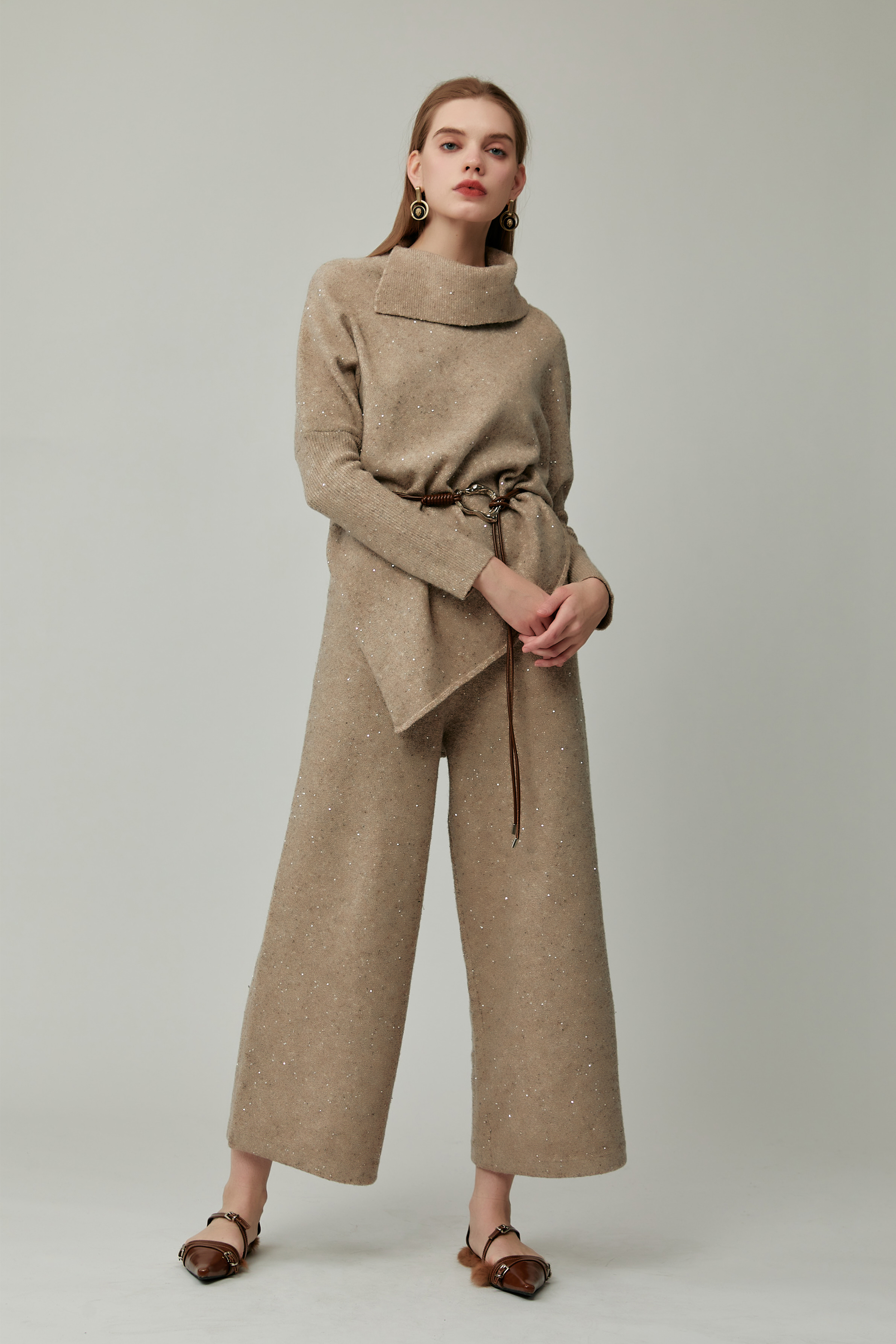 SAFICOO 优雅干练 松紧抽绳设计式阔腿裤