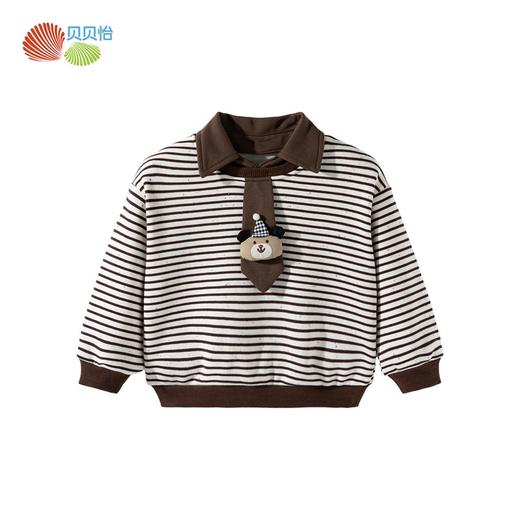 【小小绅士卫衣】秋冬新款加绒保暖套头卫衣男童运动休闲条纹上衣ZB3ES086 商品图4