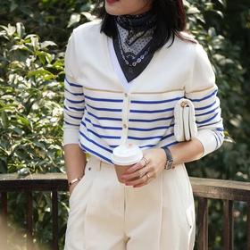 天丝干爽两面穿条纹V领衫｜正反两穿秒变两种风格
