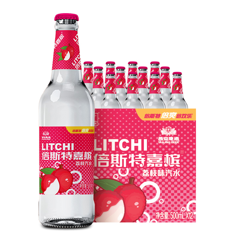 燕京倍斯特嘉槟荔枝味汽水500ml*12瓶