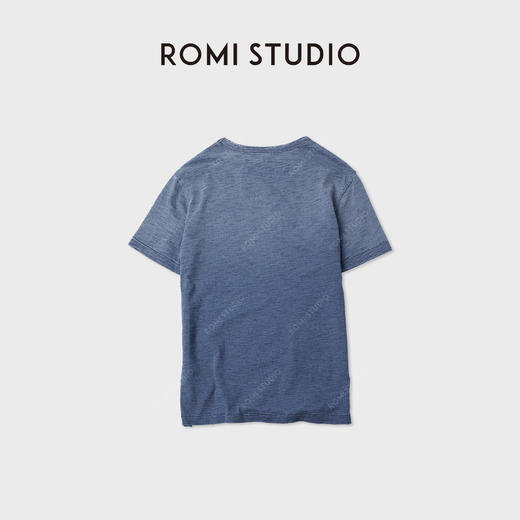 ROMI STUDIO“航海记述”特染竹节棉复古蓝印花短袖T恤RWCAST6257 商品图2