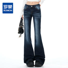 罗蒙女士牛仔裤美式微喇辣妹低腰显瘦百搭弹力马蹄喇叭拖地裤子女