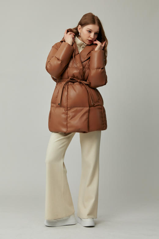 SAFICOO 时尚摩登 围裹连帽式+收腰花苞型设计羽绒服 商品图0