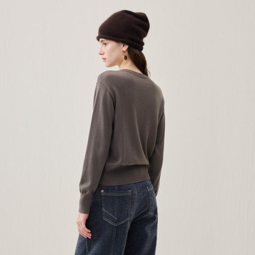 谜底套头针织衫长袖2025年冬季新品圆领显瘦百搭毛衣女254MZ1923 商品图2