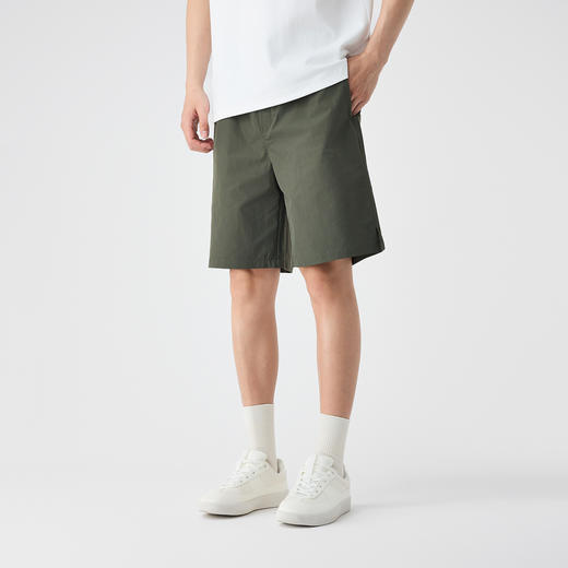 墨麦客格纹肌理休闲直筒短裤男2025夏季新款基础松紧腰五分裤男士 商品图2