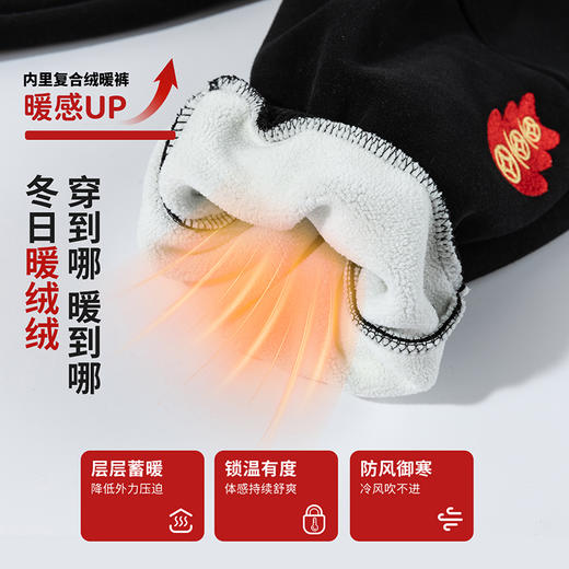 【国风加绒卫裤】25秋冬新款男女童奥利绒保暖束腿裤运动休闲裤ZD3EK048 商品图7