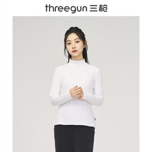 Threegun三枪 【舒肤棉】刷绒半高领女士长袖上衣打底衫-23540A011 商品图3