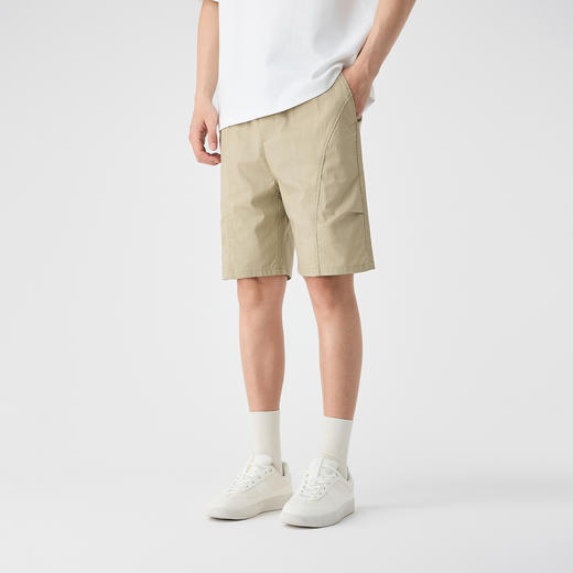 墨麦客棉亚麻休闲五分裤男士2025夏季新款简约宽松直筒薄款短裤男 商品图0