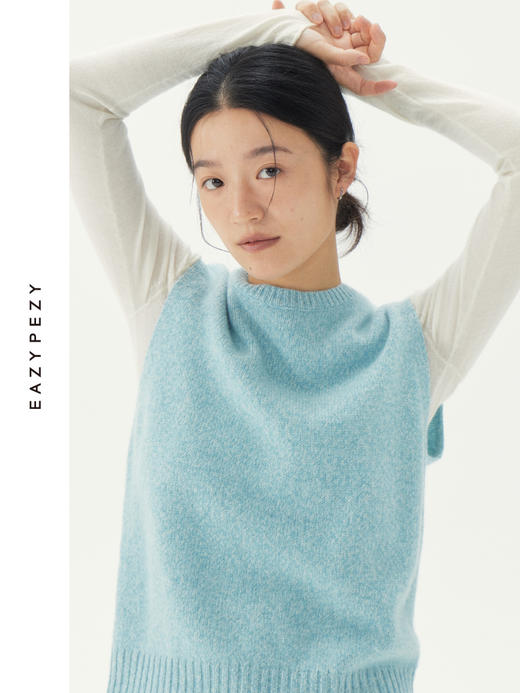 小樽的冬天羊绒羊毛圆领杂色马甲 商品图0