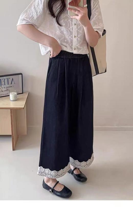 冰点价！仅限11.11！退货勿拍【爆款牛仔】2025秋季新品~韩系爆款蕾丝拼接牛仔裤-喜出 商品图8