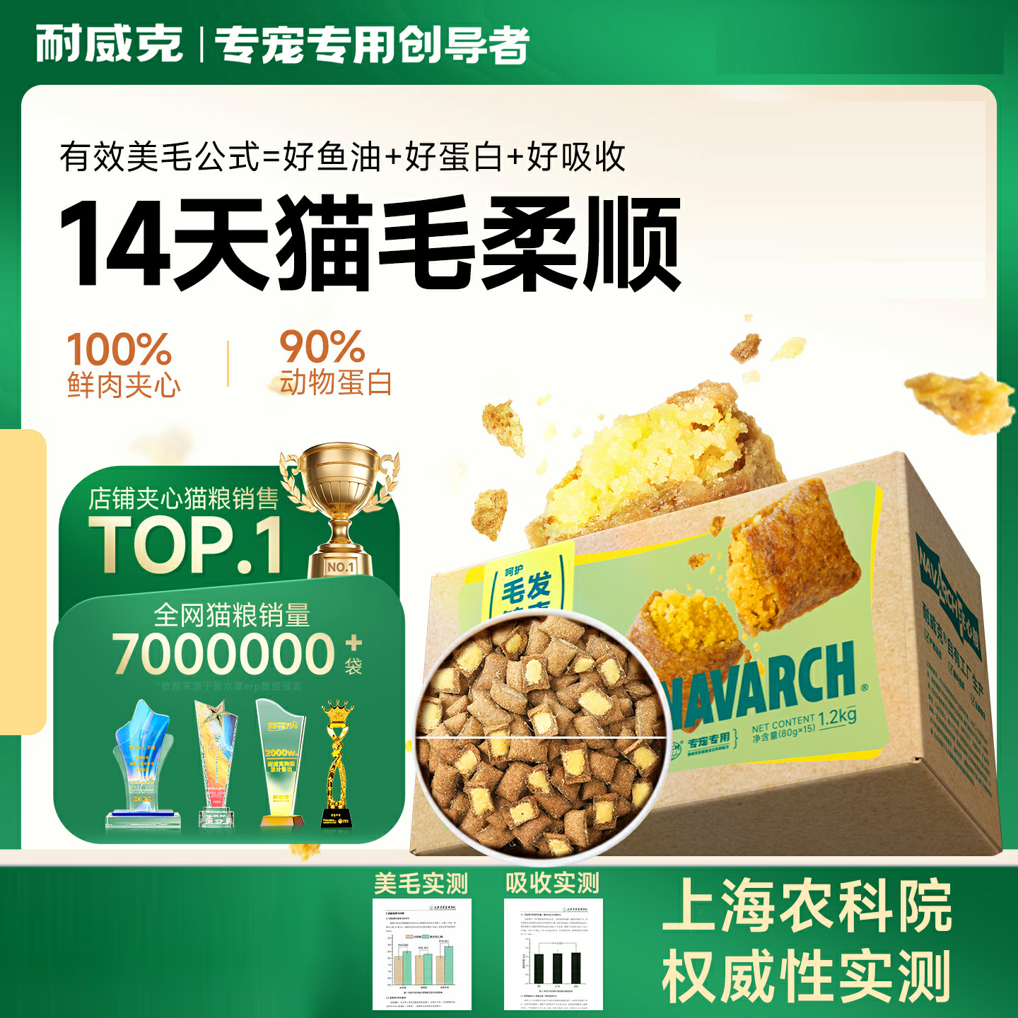 【农科院研发】耐威克美毛夹心猫粮无谷成幼猫鲜肉泡芙猫粮旗舰店