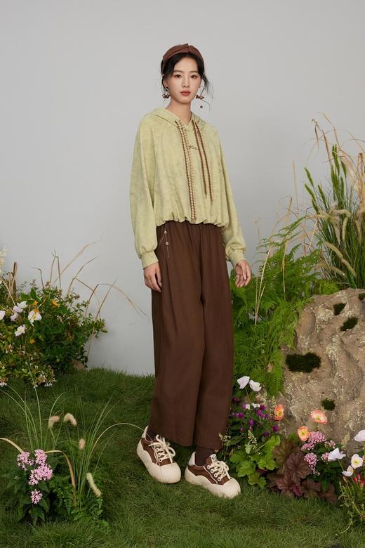 LNNNS 果绿色撞色编织带卫衣上衣 21308 商品图3