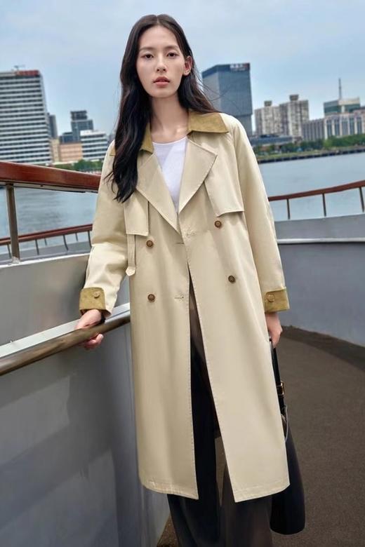 ESTELLICA 浅卡其色高端撞色风衣外套 21384 商品图1