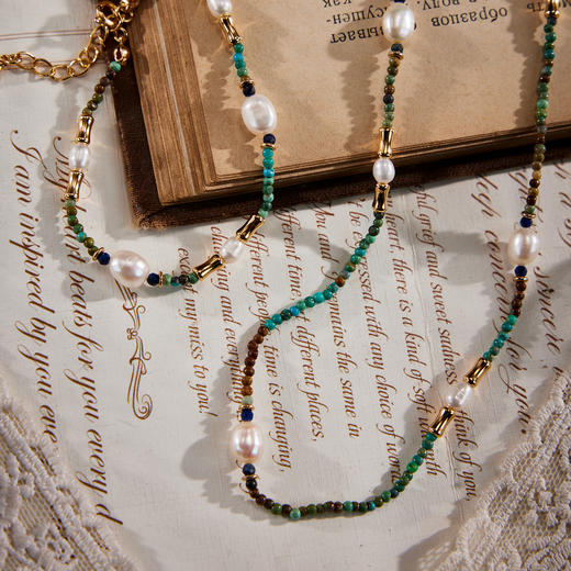 Manreya玛芮雅“焦糖森林”绿松石珍珠项链项链、手链|绿松，珍珠，银镀金 商品图7