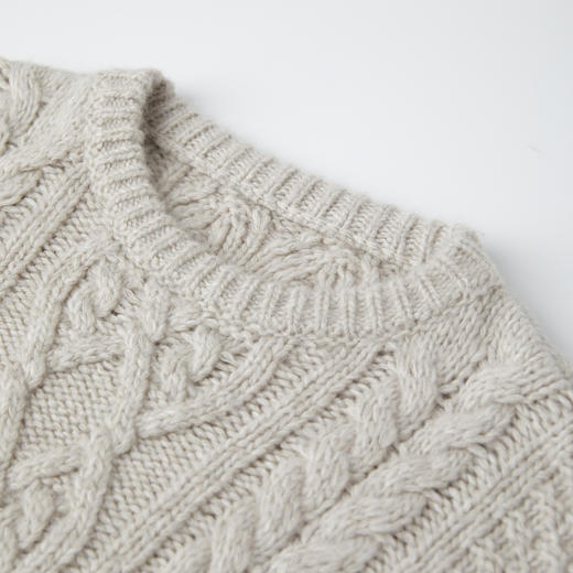 ROMI STUDIO婴驼羊绒羊毛重磅圆领绞花套头针织毛衣RWCAST5543 商品图3