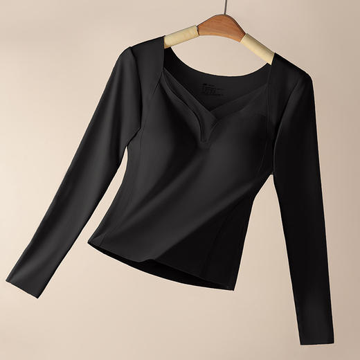 【免穿文胸❗玻色因美肤衣】穿上秀出好身材，无感承托，修身不显臃肿，无痕裁剪，云感柔棉，磨毛蓄热，长袖美肤衣固定杯免穿文胸聚拢修身保暖上衣女QQ 商品图7