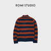 ROMI STUDIO“秋日絮语”7针绵羊毛双面条纹橙蓝毛织外套RWCASY5940 商品缩略图3