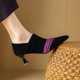 【预售5天】法式水钻尖头高跟鞋，复古风通勤深口单鞋DB&M6602