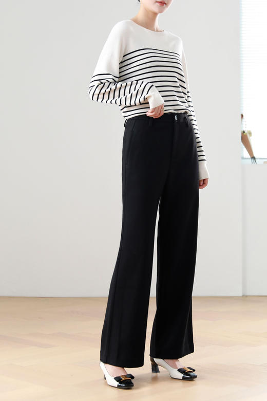 [面料升级]火桐hooton  极简舒适 醋酸羊毛直筒微喇裤88001 商品图1