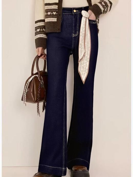 12.12错过没有！清货不退【爆款牛仔】2025秋季新品～A1222固色单宁蓝弹力长款筒喇牛仔裤-喜出 商品图1