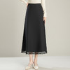 「初秋福利优雅半身裙」洛诗琳新款气质蕾丝边松紧腰半身裙2025年秋季新款前后两穿中长款A字裙65853 商品缩略图1