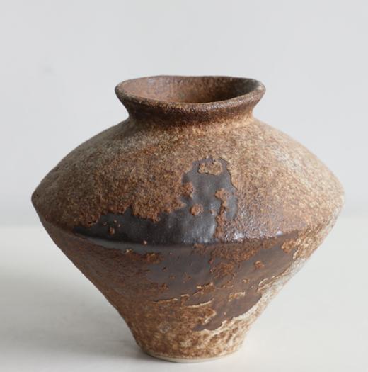 米马杂货 复古陶瓷花瓶 粗陶瓶摆件 单色釉瓷 宽体瓶 商品图0