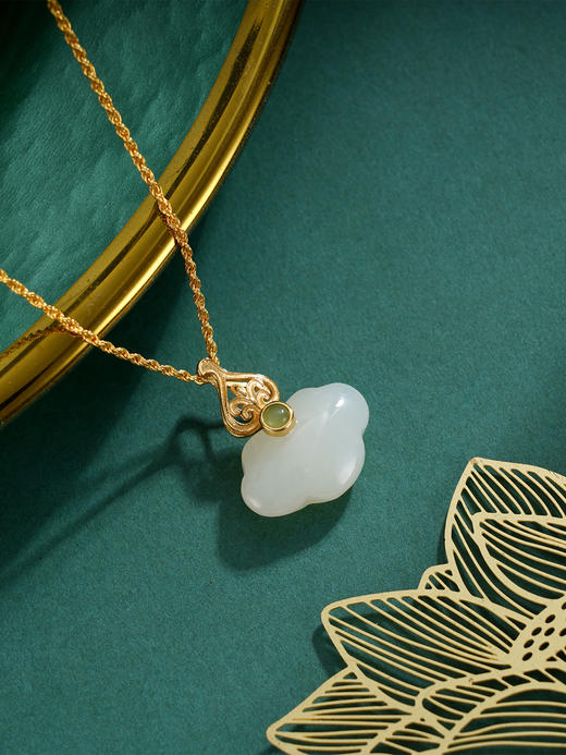 子佩集S925银【诗云】和田玉套链项链【WSB7804】镀金和田玉25092212 商品图3