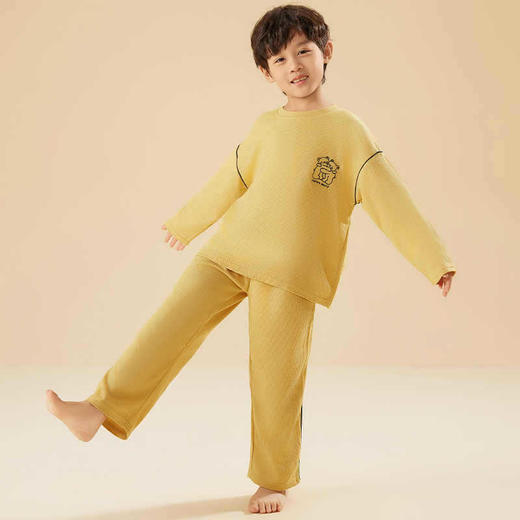 【零感呼吸❗️7A级儿童家居服】云朵般家居服软糯肤感，超亲肤超舒服！新款休闲宽松圆领长袖睡衣套装春秋中大童睡衣男童女童睡衣 商品图5