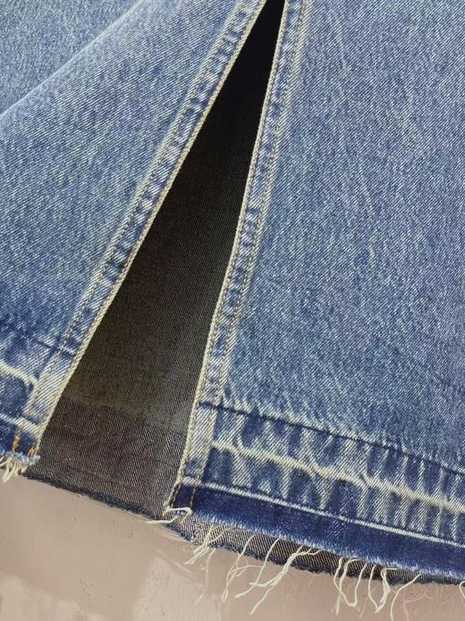 11.11直降到底！！【秋上新】100%棉5219牛仔半裙毛边后开叉-喜出 商品图4