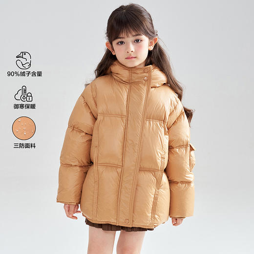 笛莎Deesha 2025冬季女童时尚热感纱蓄热三防连帽羽绒服 商品图2