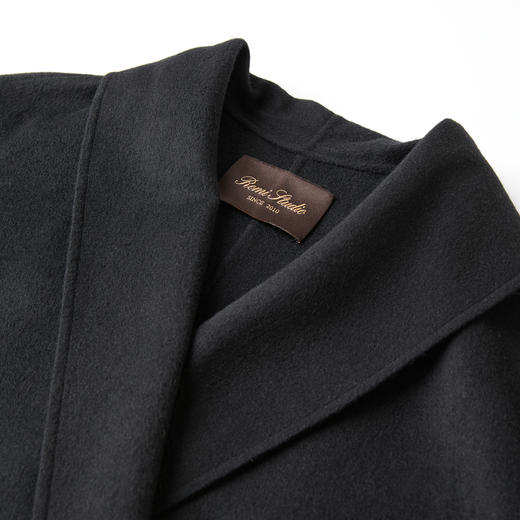 ROMISTUDIO“国王的礼物”100支澳毛细密双面呢黑大衣RWCWWG5647 商品图2