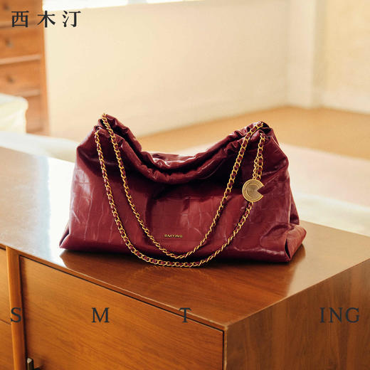 【种草好物馆专属】西木汀 悠途 头层牛皮包包新款女托特包大容量链条包红色婚包5868/5709 商品图0