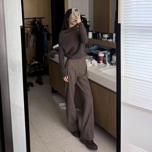 ROMI STUDIO“老钱腔调”色纺全羊毛精纺直筒小微喇裤 RWCSXY1782 商品图0