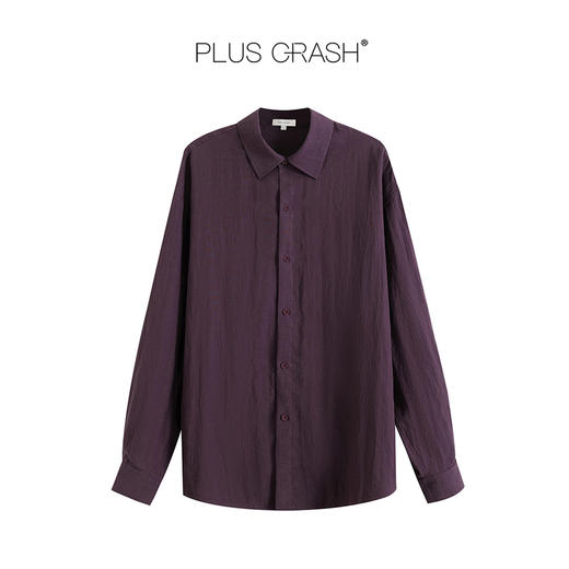 PLUS CRASH秋季老钱风雅痞老钱风松弛感纯色长袖衬衫休闲长裤 商品图3