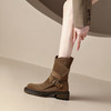 【预售5天】法式复古皮带扣慵懒风西部牛仔靴秋冬季新款绒面侧拉链沙漠靴女MX&mx22-095 商品缩略图5