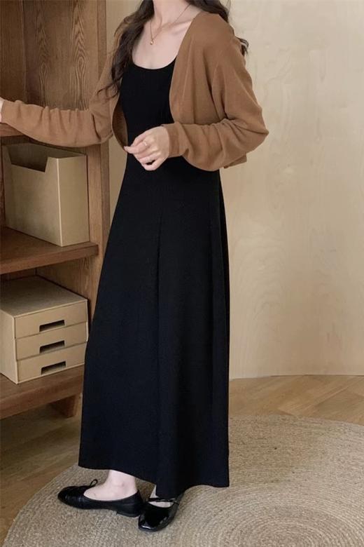 Le Malene 棕色针织开衫吊带裙套装 21228 商品图2