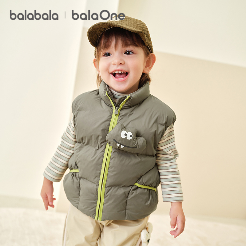巴拉巴拉balaOne儿童羽绒马甲女童男童外套上衣新款童装2025秋冬