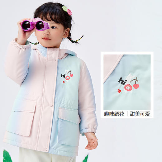 巴拉巴拉童装女童棉服冬儿童连帽外套防泼水透湿百搭甜美上衣小童 商品图3